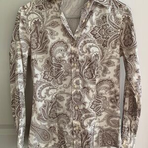 Etro Paisley Long Sleeve Button Up Shirt Top Blouse Size 38 XS Made in Italy
